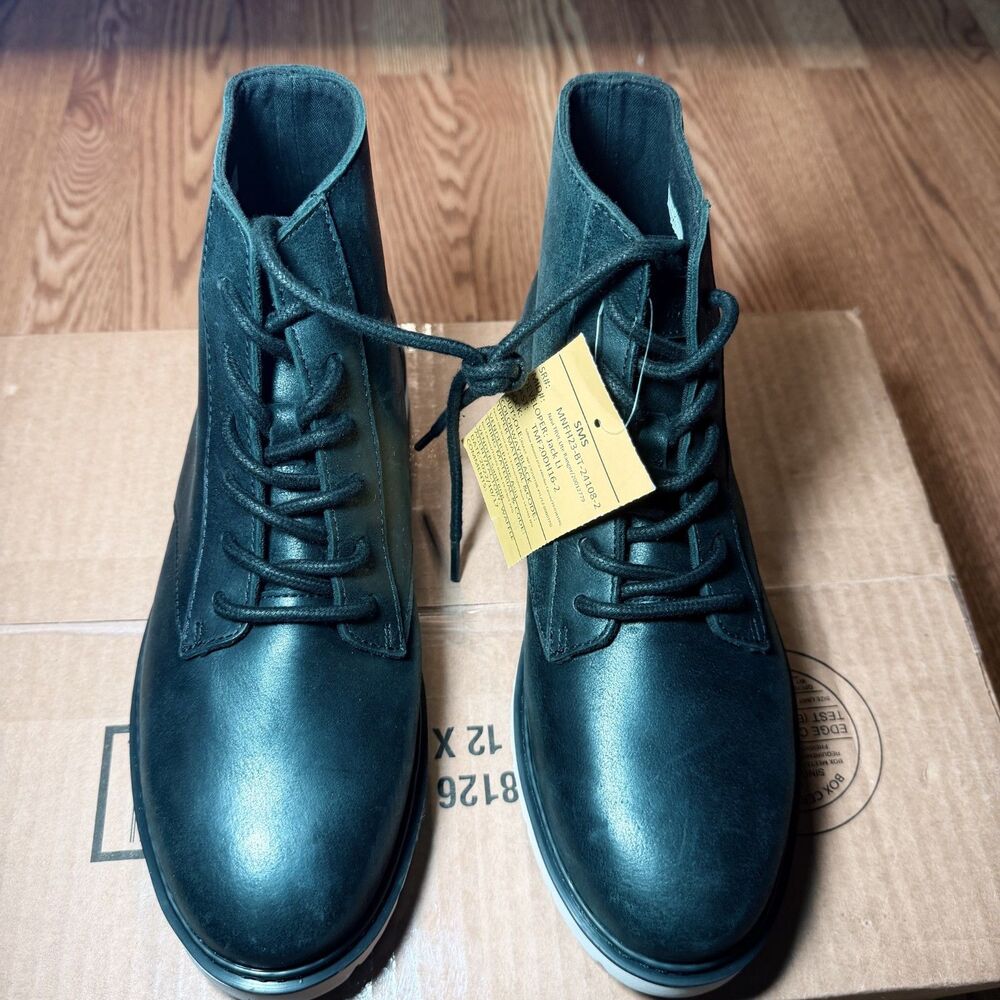 TOMS Navi TRVL Lite Ranger Boots Mens Size 9 Black Leather Lace Up New